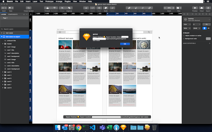 Exported HTML at Sketch location